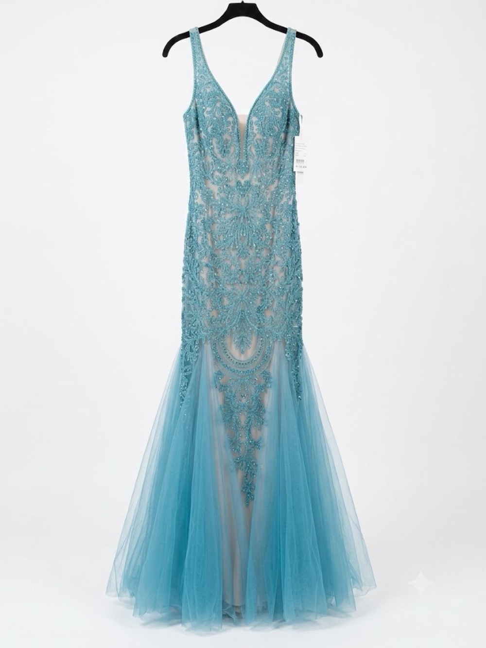 Aqua Beaded Teal Mermaid Dress